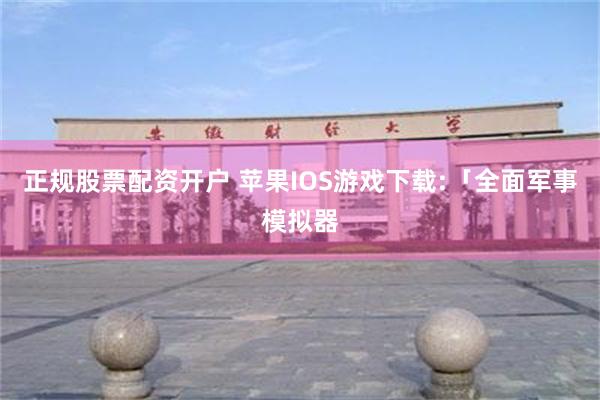 正规股票配资开户 苹果IOS游戏下载:「全面军事模拟器