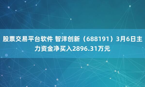 股票交易平台软件 智洋创新（688191）3月6日主力资金净买入2896.31万元