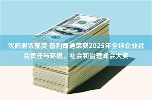 沈阳股票配资 普利司通荣获2025年全球企业社会责任与环境、社会和治理峰会大奖