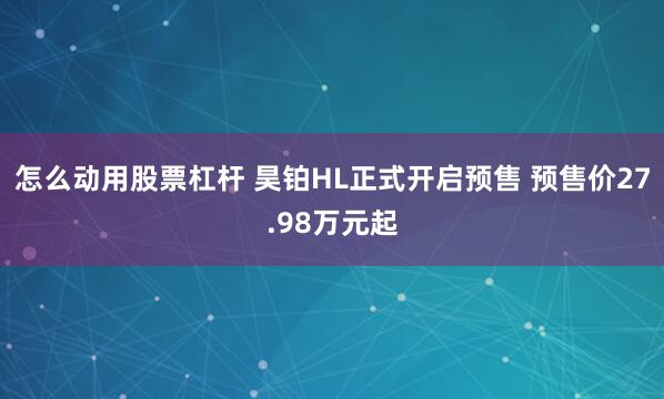 怎么动用股票杠杆 昊铂HL正式开启预售 预售价27.98万元起