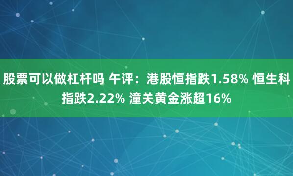 股票可以做杠杆吗 午评：港股恒指跌1.58% 恒生科指跌2.22% 潼关黄金涨超16%